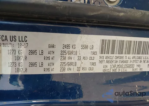 2018 Jeep Cherokee Limited 4X4 из США, поврежденный, VIN 1C4PJMDX2JD568593